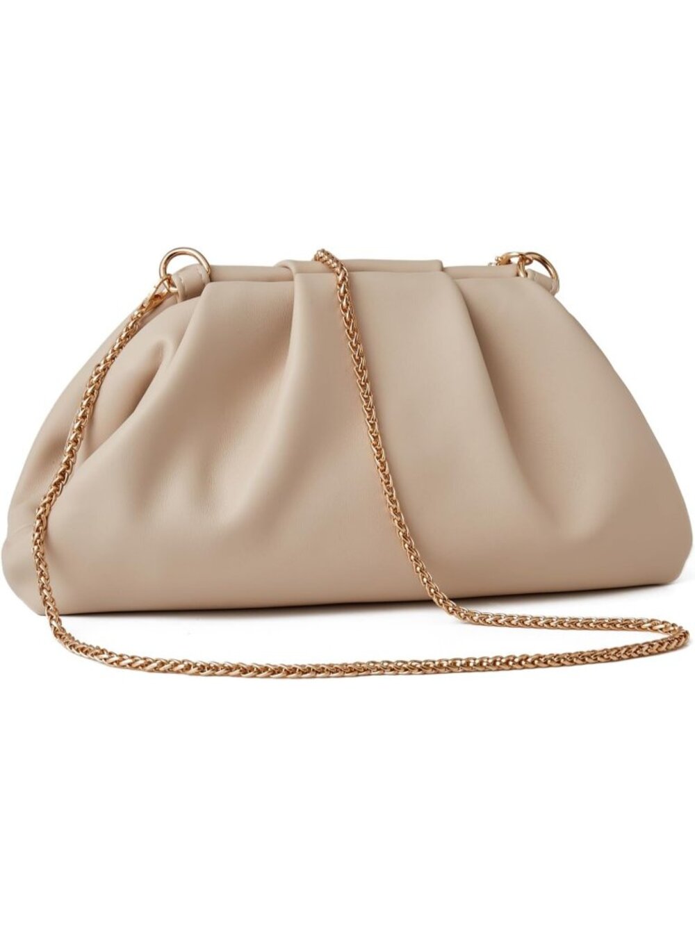 Women's Apricot Clutch Purse Detachable Chain Evening Crossbody Bag